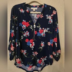 Michael Kors Dark Blue Floral Blouse